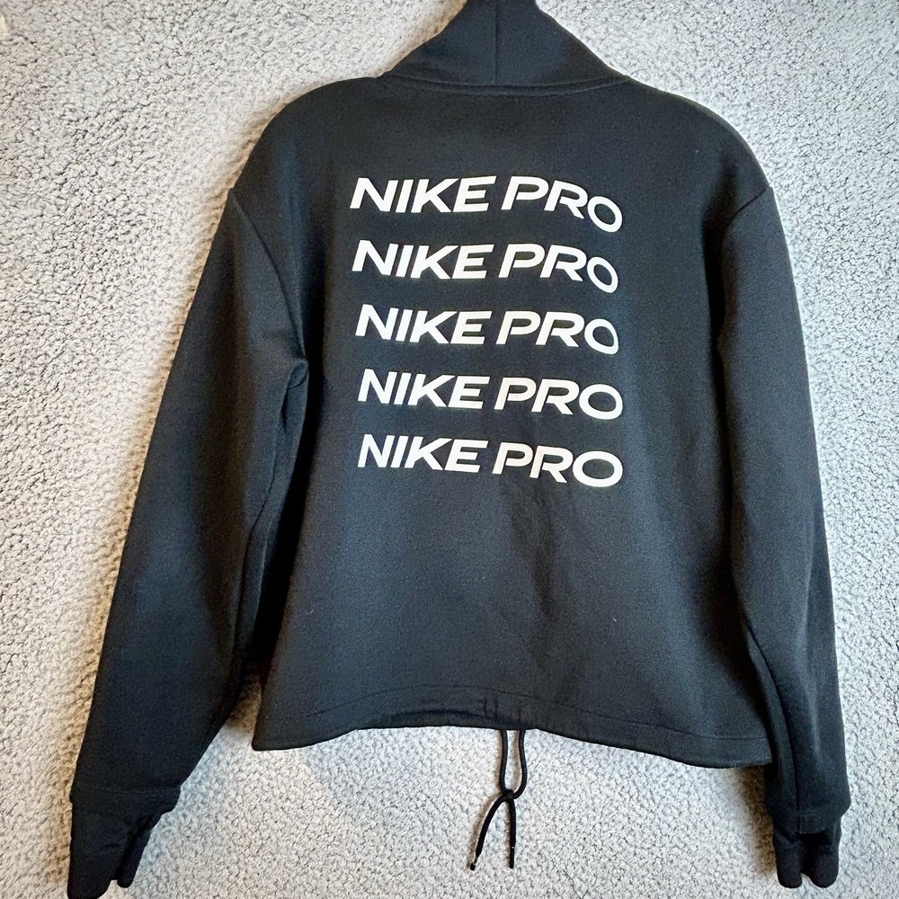 Nike Pro Dri Fit Womens Cropped Top Medium pullover jacket 1/4 zip Black